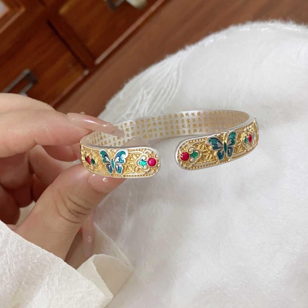 Ethnic Style Women's Hand Bracelet Traditional Chinese Cloisonne Bracelet Enamel Bracelet Women