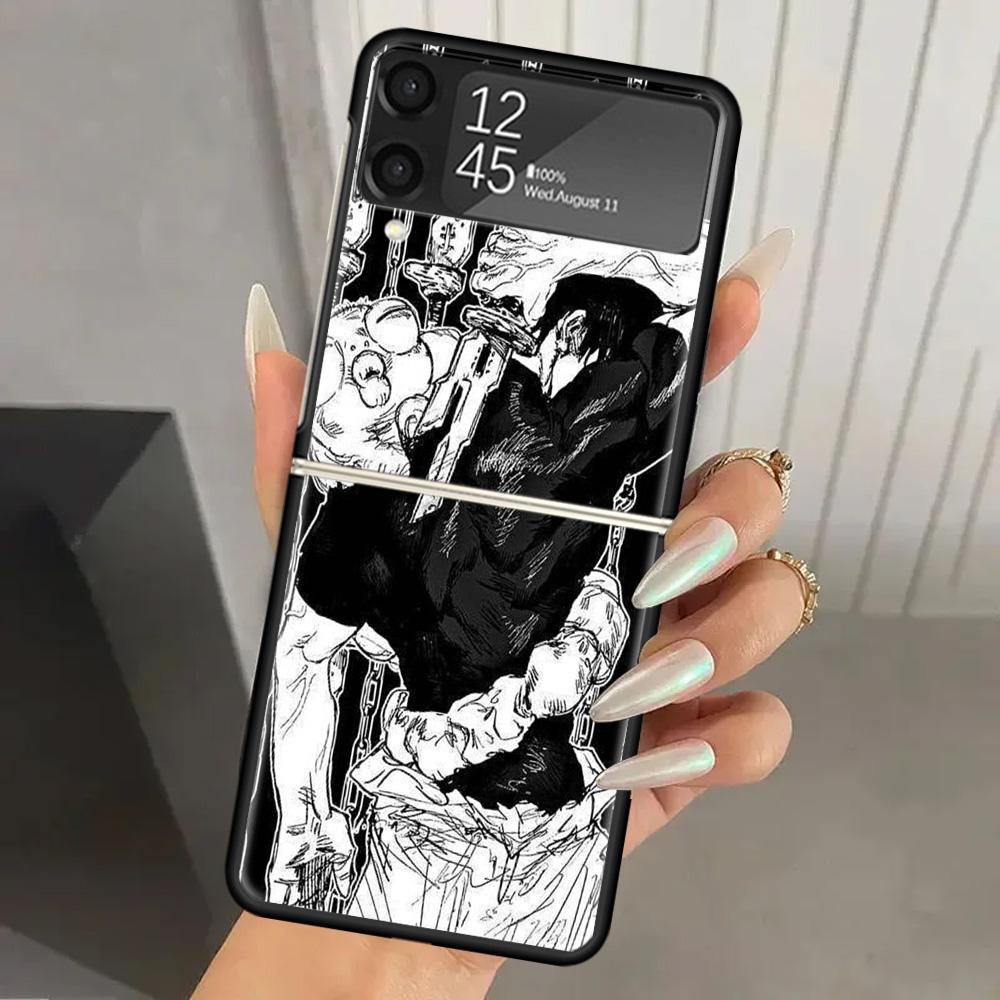 Чехол для телефона Jujutsus Fushiguro Toji из жесткого ПК для Samsung Galaxy Z Flip 7 6 5 4 3 Черный ZFlip7 ZFlip6 Flip5 Flip4 Flip3 5G Печать Co