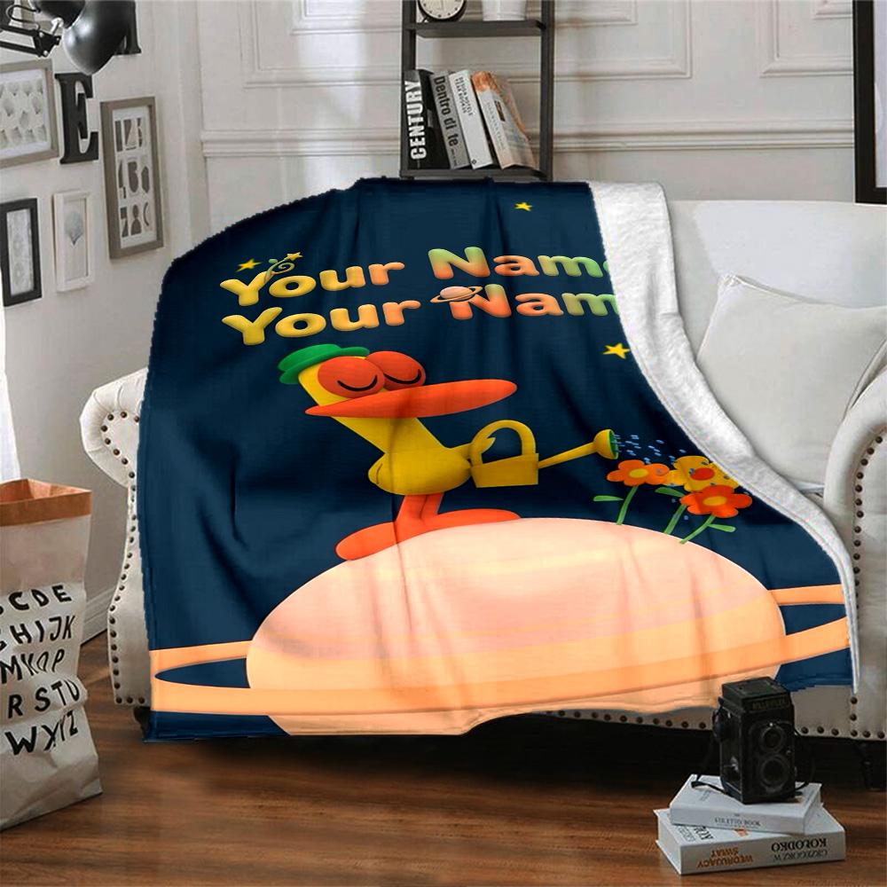 Pocoyo Customize Text Blanket Cozy Customizable Blanket Comfortable Throw For Chair Office Seaside Living Room All-Season Use