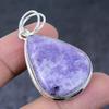 Natural Lepidolite Stone Handmade 925 Sterling Silver Jewelry Pendant 2.05" Q7j36