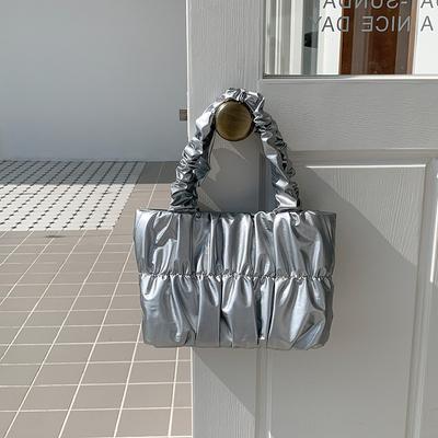 Кожаные сумки-ведра со складками для женщин, летние сумки и сумки-тоуты через плечо