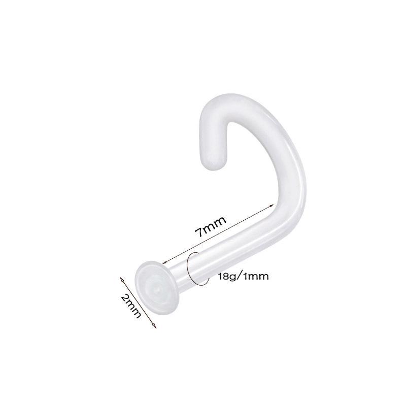 Прозрачный цвет Стекло C-образный L-образный пирсинг кольцо для носа - Невидимая изогнутая штанга Украшения для носа