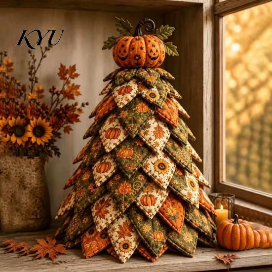 Complete Sewing Material Package DIY Quilted Fabric Christmas Tree Craft Kit, Vintage Patchwork Handmade Gift for Teachers Friends Xmas Set, Tabletop