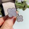 Japanese and Korean Full Diamond Double Flower Ring Women Open Mouthed Flower Rings Between Fingers Couple Gift
