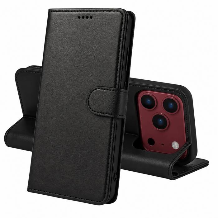 Coque pour iPhone 18 PRO MAX - Portefeuille Noir Rabat Clapet Aimanté Rangement Cartes Phonillico®