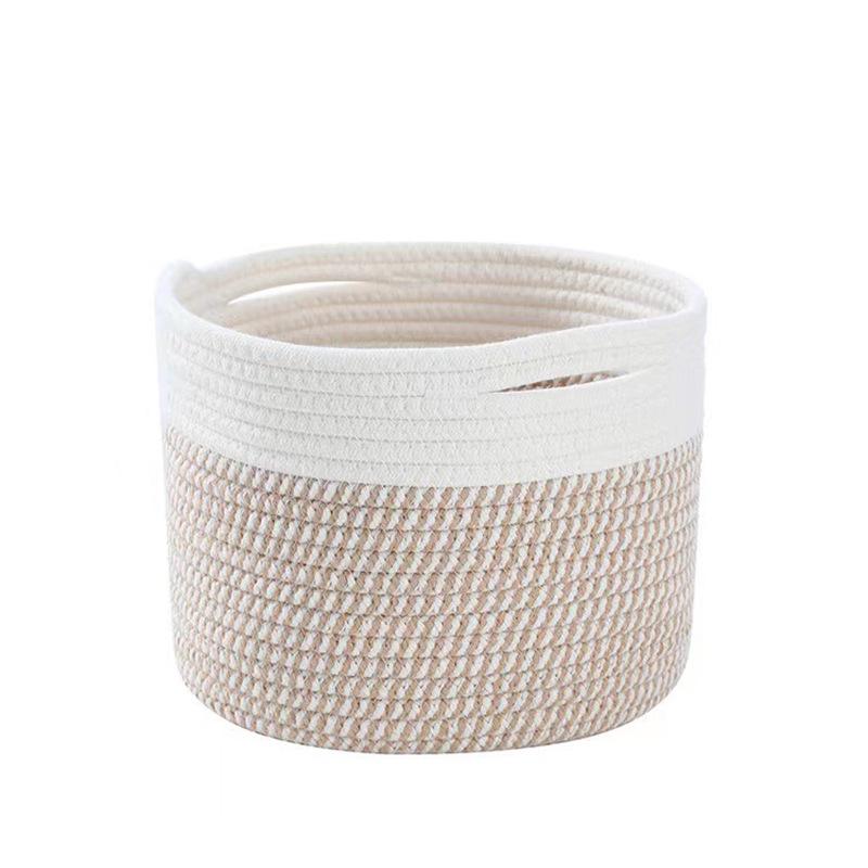 Handmade Cotton Rope Storage Basket, Nordic Style, Multi-Size & Color Options for Home & Living Room.