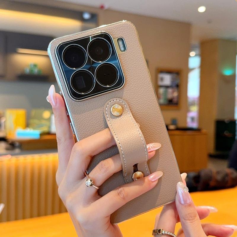 Подходит для Xiaomi Mi 15 чехол-браслет для мобильного телефона Xiaomi Mi 15sPro простой кожаный с рисунком личи Xiaomi Mi 15Pro гальванический защитный чехол