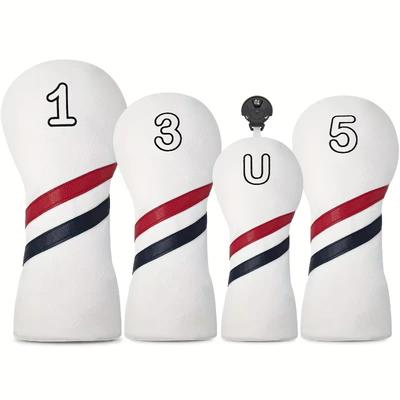 Красный и черный полосатый чехол для головки клюшки для гольфа - Белый/красный цвет, универсальный размер для деревянных клюшек 1W 3W 5W UT