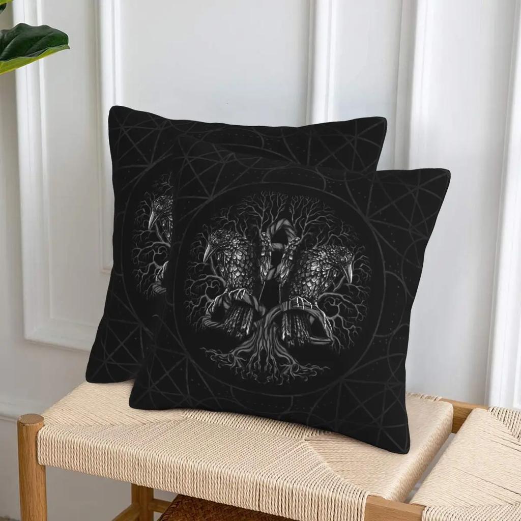 Tree Of Life Yggdrasil With Raven 2 Pcs Square Pillowcase Pillow Cover Cushion Throw Pillow For Home Bedroom