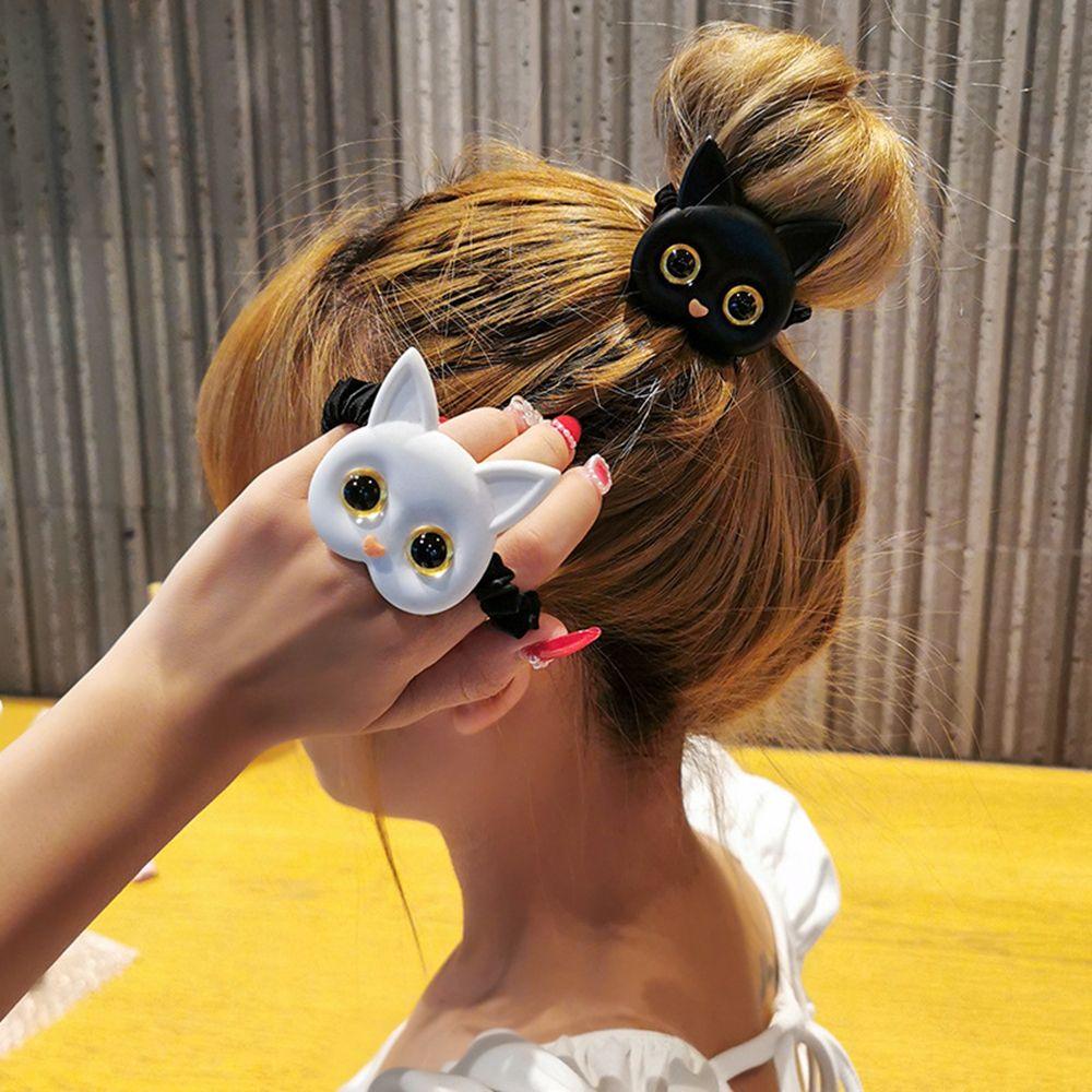 Cute Sweet Animal Cloth Acrylic Women Cartoon Hair Rope Scrunchies Kitten Headwear Female Hair Ties