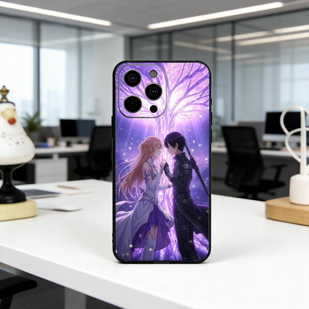 Чехол для телефона ANIME S-Sword Art O-Online-sao Для iPhone 17, 16, 15, 14, 13, 12, 11 Plus, Pro Max, Другие Мягкий Черный Чехол