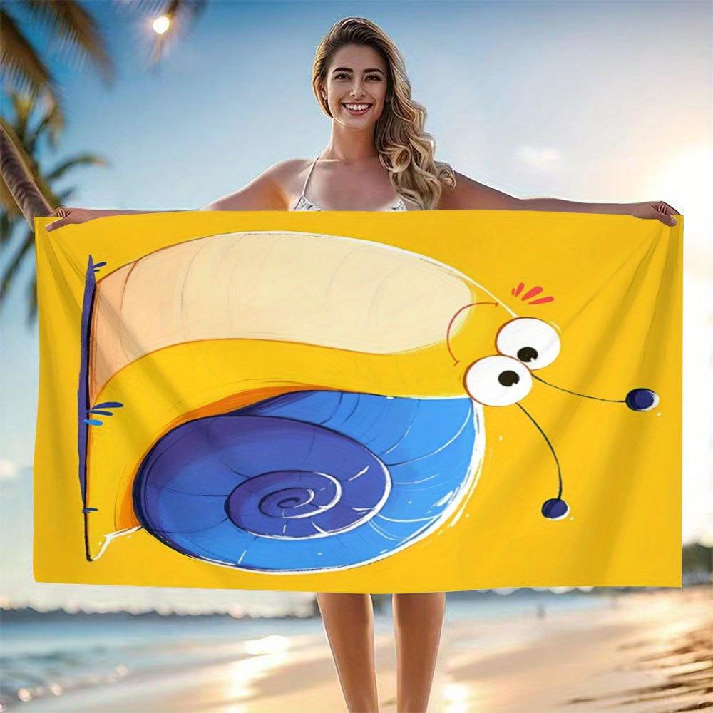 Snail Pattern Printed Anti Sand Microfiber Towel, Soft Absorbent Quick Dry for Swimming
