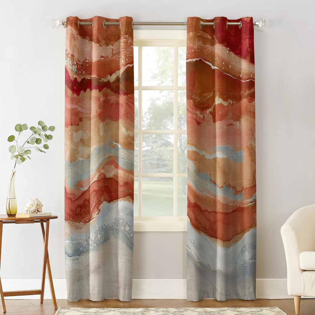 Океанские волны Пляжный градиент Абстрактные Оранжевые Затемняющие шторы для гостиной спальни С принтом Оконное оформление Драпировки Домашний декор