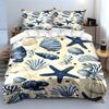 Blue starfish and seashells. Bedding sets Duvet cover sets Duvet covers Pillowcases(1 * Duvet Cover 2 * Pillowcases without duvet insert)