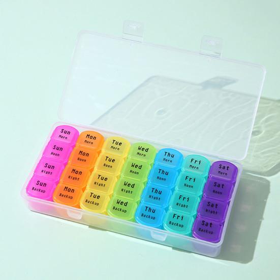 Органайзер для таблеток, пищевой, 28 отделений, большая вместимость, компактный дизайн, пыленепроницаемый контейнер, ежемесячный органайзер для таблеток