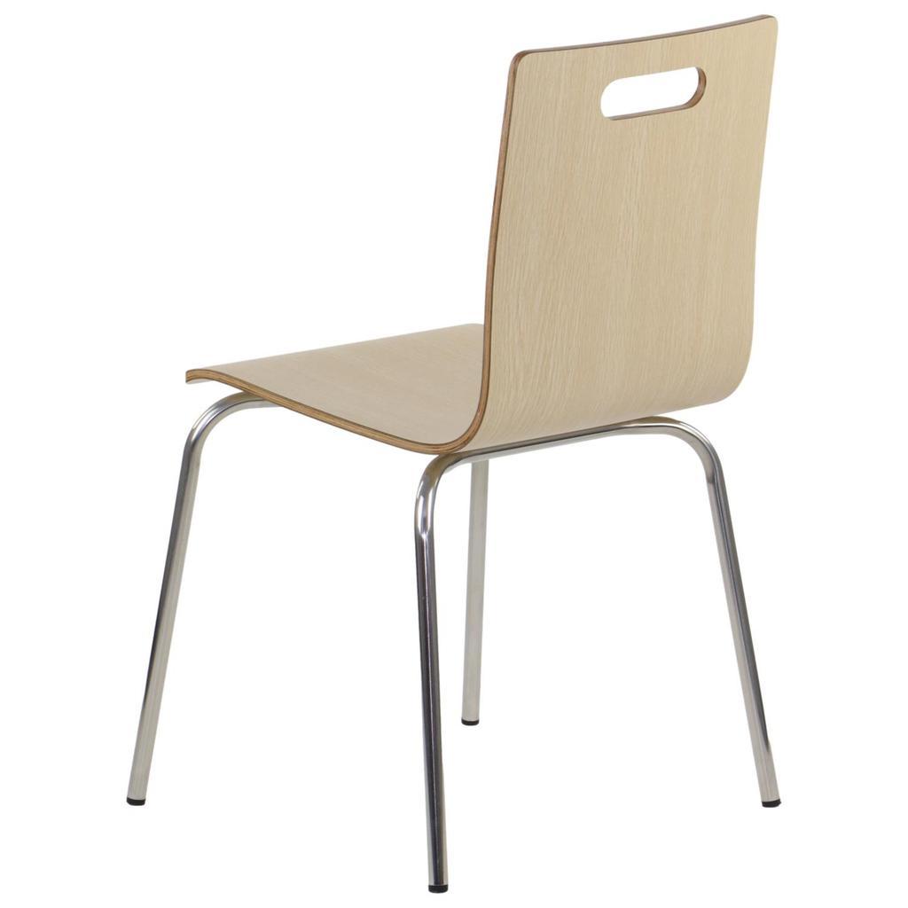Natural plywood chair with stainless steel frame. Model WERDI A