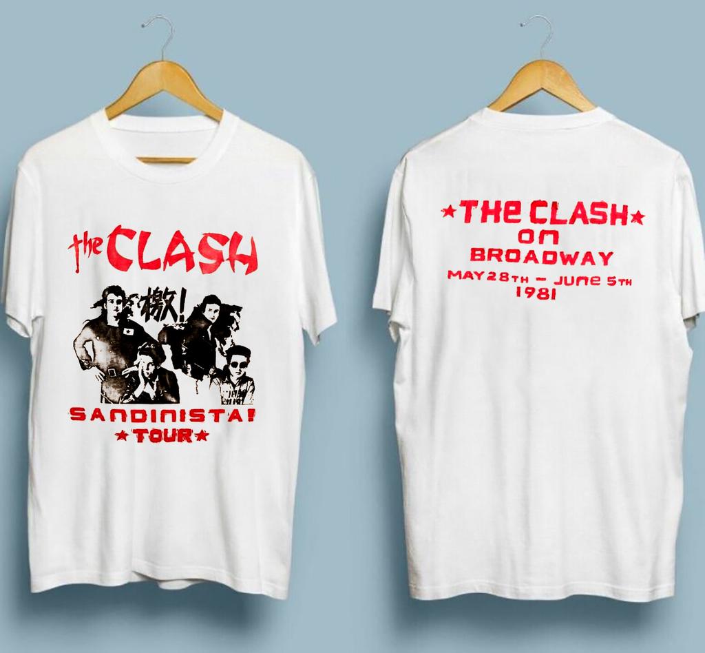 Концерт The Clash On Broadway 1981 Белая Все размеры МЯГКИЙ СТИЛЬ РУБАШКА S08