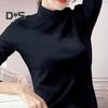 Women Fall Winter Top Half-high Collar Neck Protection Long Sleeve Solid Color Thick Warm Pullover Simple Style Slim Fit Windproof Lady Bottoming