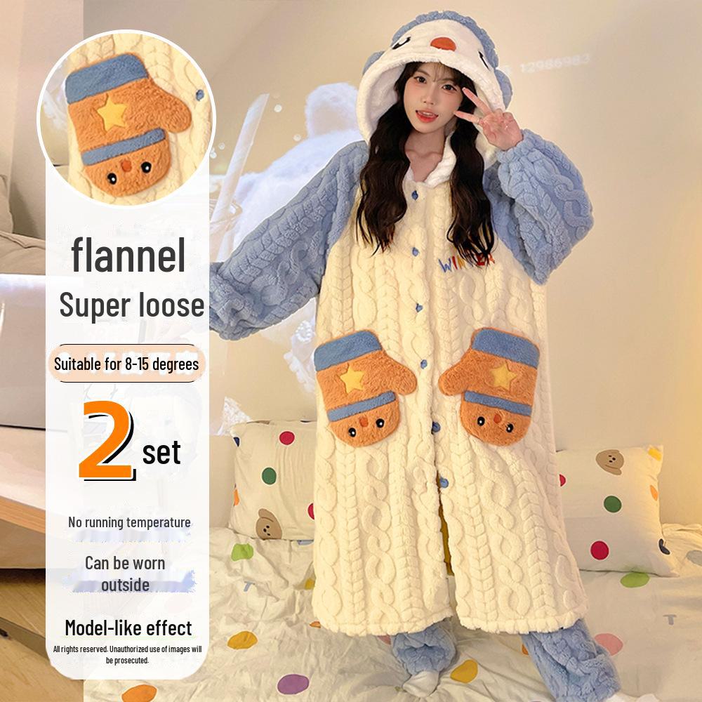 Женская зимняя ночная рубашка из бархата и кораллового флиса размера плюс - симпатичная домашняя одежда из плотной фланели