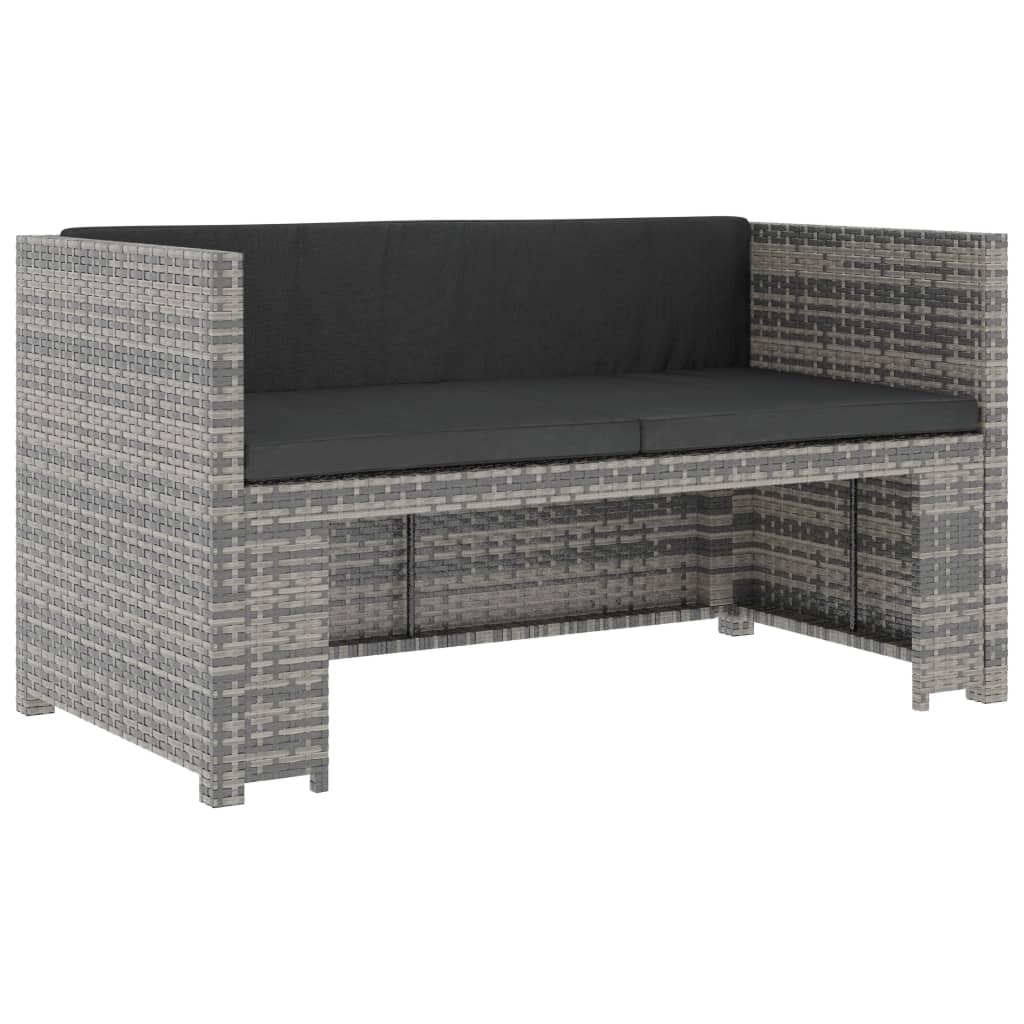 5 Piece Garden Lounge Set with Cushions Poly Rattan Grey