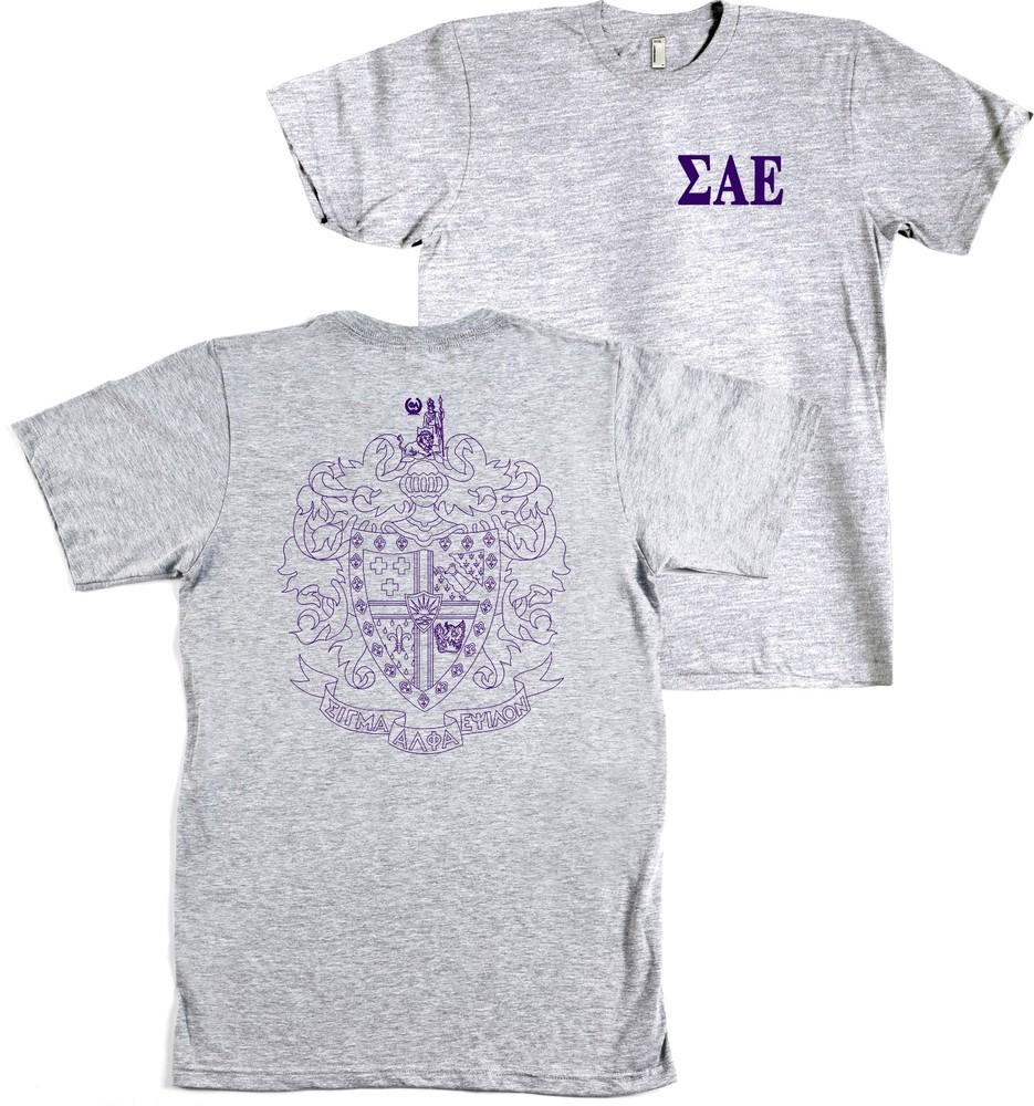 Братство Sigma Alpha Epsilon Футболка Bella + Canvas с Гербом SAE - НОВАЯ Унисекс Футболка