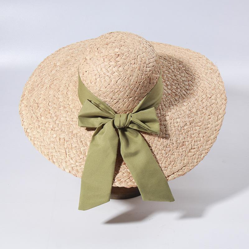 European and American fashion women's summer straw hat raffia eaves beach vacation sun hat elegant bow sun hat