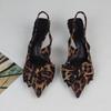 Мода Лето Сексуальный Леопардовый Принт Женские Босоножки на Высоком Каблуке Дизайнерские Элегантные с Бантом Острый Носок Платье Вечеринка Шпилька Женская Обувь