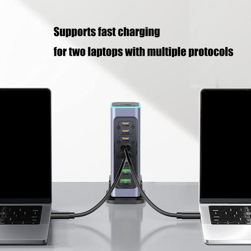 660 Вт 8-портовая станция быстрой зарядки USB C с портом PD100 Вт для ноутбуков, телефонов, планшетов, устройств. Европейские вилки. Настенное зарядное устройство