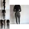 Casual Long Women Sleeve Turtleneck Bodycon Romper Jumpsuit Bodysuit Long Pants