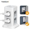 Tessan 8-контактная многоконтактная розетка с 3-мя розетками USB с плоской вилкой, защитой от перенапряжения с несколькими вилками, розеткой и выключателем для дома, 3600 Вт