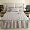 Solid Color Washed Cotton Lotus Leaf Lace Bed Skirt Princess Style Skin-Friendly Brushed Quilted Bed Skirt