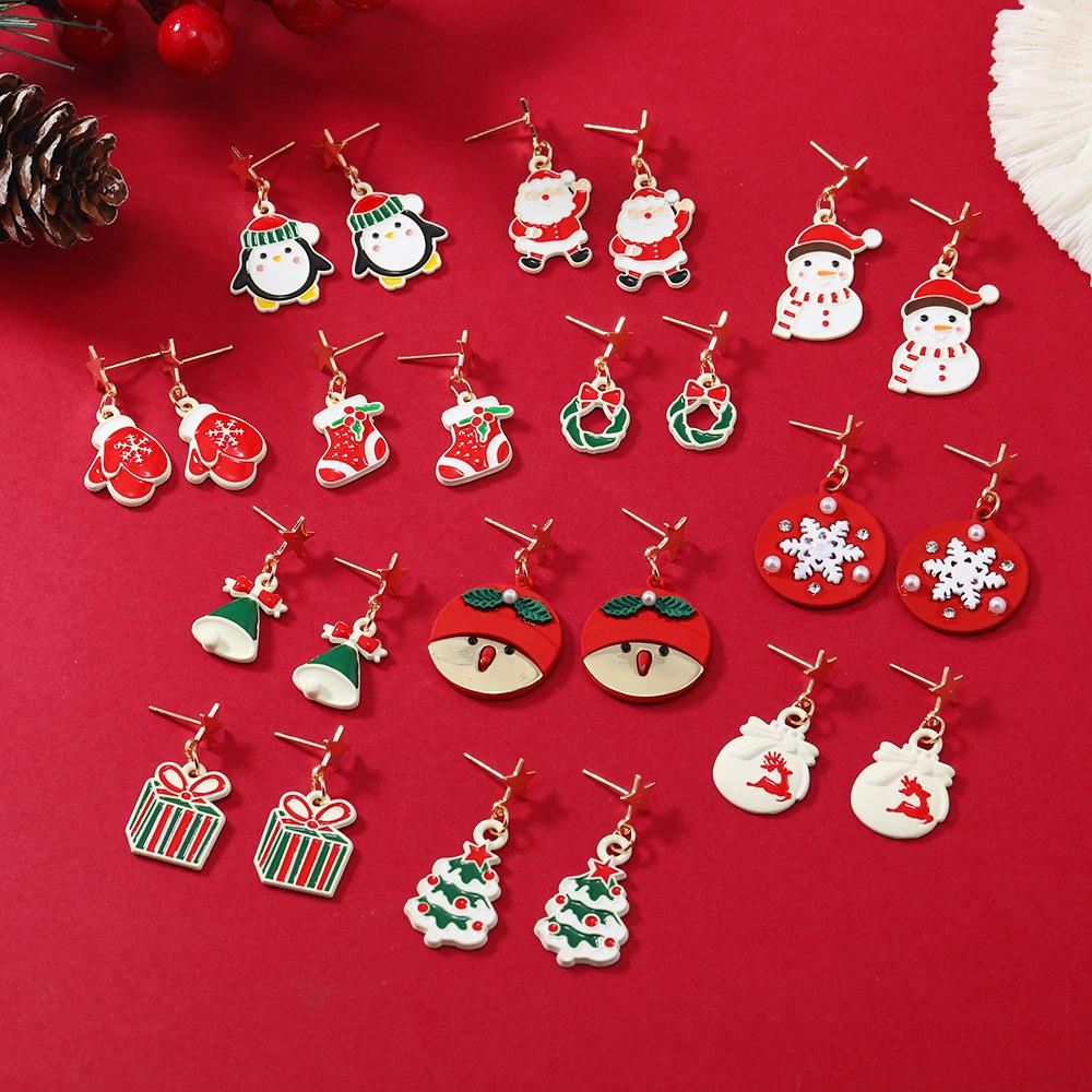 Мультяшные рождественские кукольные рождественские украшения, милые серьги-подвески в виде снеговиков, креативные рождественские серьги