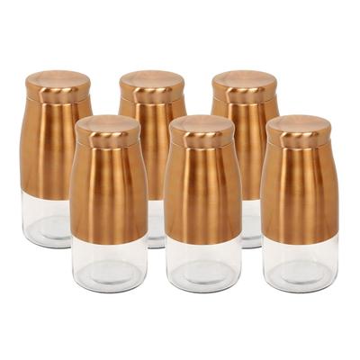 Отделка Rose Gold - Стеклянные банки-колокол для сахара, хлопьев, специй, бобовых и другого кухонного хранения 2250 мл, Набор из 6 штук