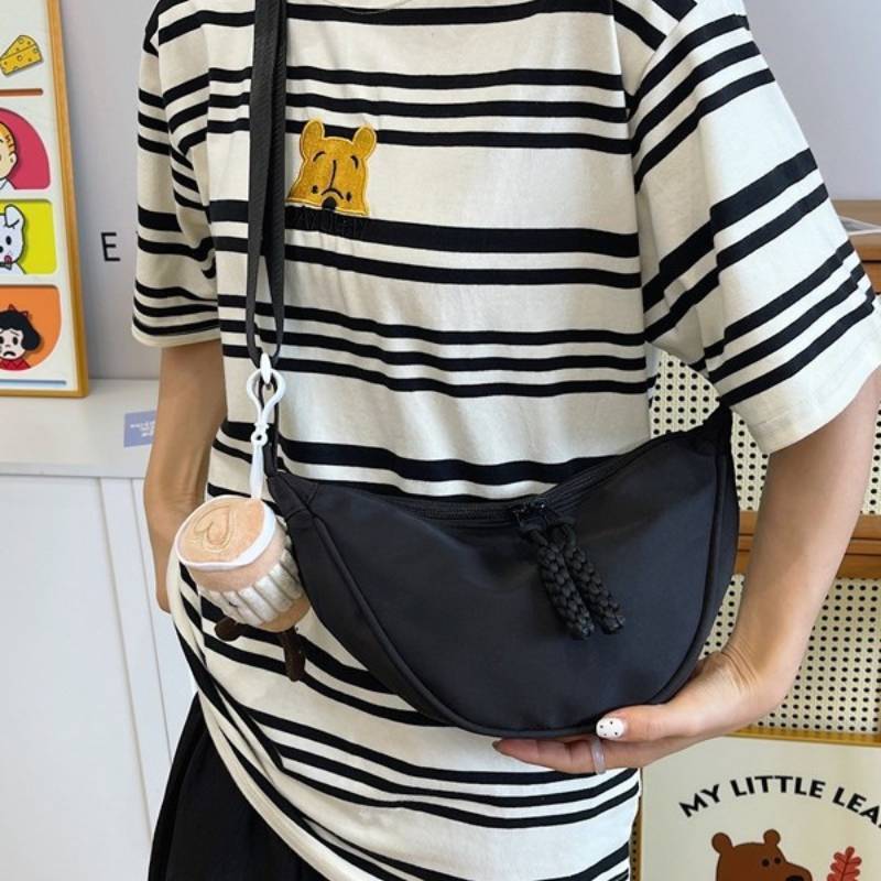 Nylon Duffle Bag For Women Lightweight Casual Singlecompartment With Zipper For Daily Use