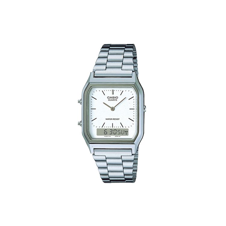 Casio Серия для молодежи Винтажные Квадратные Водонепроницаемые Кварцевые Часы Мужские часы Белые AQ-230A-7DMQYES