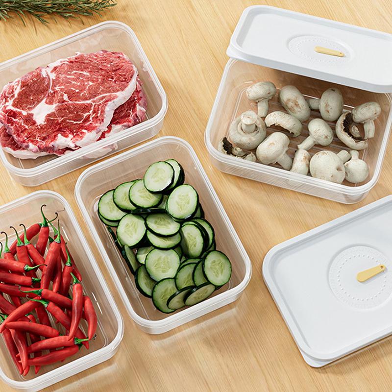 Refrigerator Sealed Fresh-Keeping Box Fruit Meat Freezing Storage Cans Kitchen Plastic Food Organizer Case Container Lunch Box