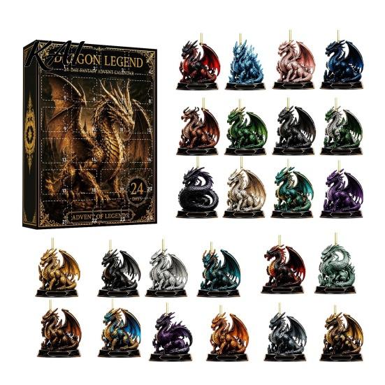 Dragon Fan Collection Christmas Advent Calendar 2026, 2D Flat Acrylic Ornaments, 24 Days Countdown Gift Box for Kids, Fantasy Lovers Themed