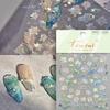 5D Fantasy Green Lotus Nail Sticker High Quality Embossed Lily Flower Pearl Rhinestone Self-Adhesive Nail Art Decorative Sticker
