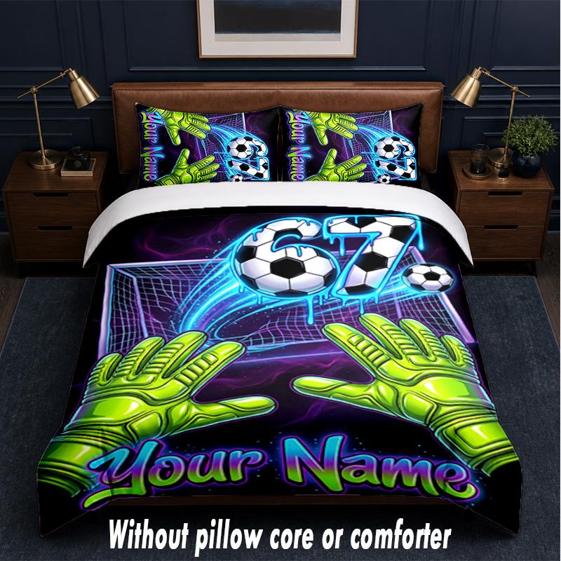 Neon Theme Custom Text Or Name 3Pcs Bedding Set,1 Flat Sheet & 2 Pillowcases Personalized Home Bedding
