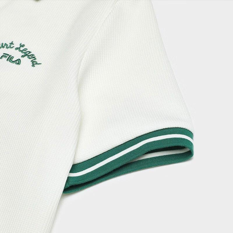 Fila Женская футболка поло с коротким рукавом в стиле кэжуал для тенниса, с цветными блоками, топ, облачно-грибной-белый F11W339111F-WT