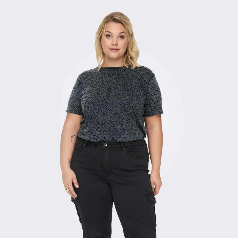 Женская леопардовая футболка с короткими рукавами и круглым вырезом ONLY CARMAKOMA