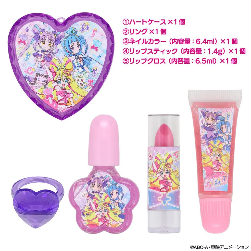 Shobido Kimi to Idol PreCure Блестящее Сердце Кейс Косметический Набор (Кольцо, Лак для ногтей, Блеск для губ)