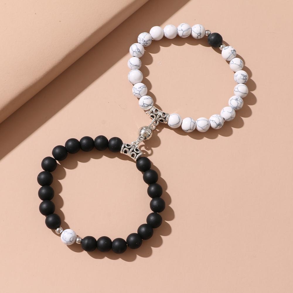 Мода 2 шт./компл. натуральный камень бусины браслет для йоги для влюбленных расстояние магнит пара браслеты ювелирные изделия дружбы