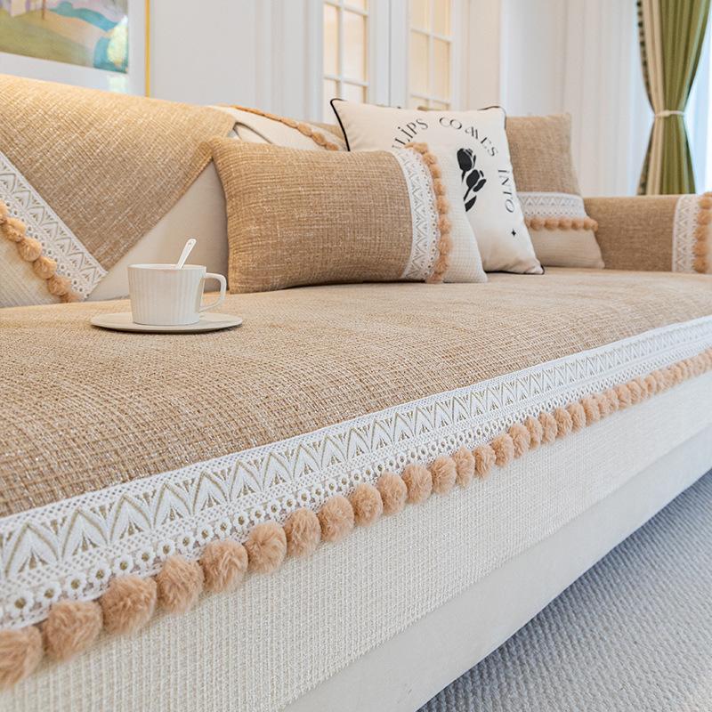 Light French Cream Wind Sofa Cushion  New Four Seasons Universal Non-Slip Cushion Chenier Sofa Cover Cover