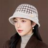 Plaid autumn and winter new bucket hat women's warm fashion basin hat versatile face woolen hat mother hat