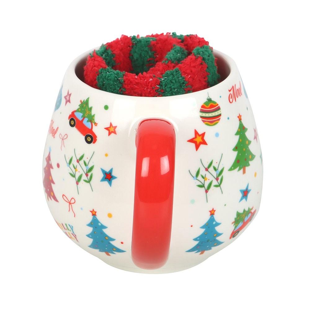 Something Different Nostalgic Print Christmas Mug and Sock Set