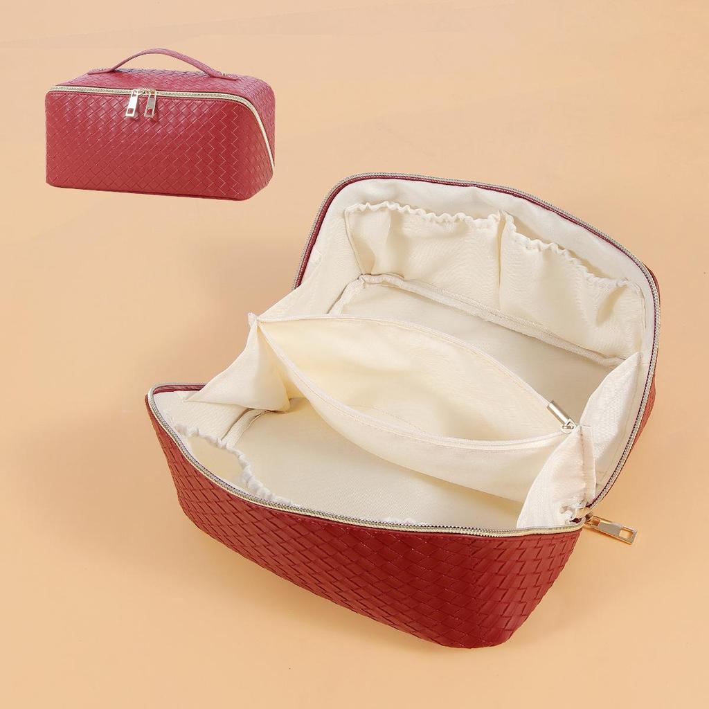 Эксклюзивная косметичка из искусственной кожи - вместительный, многофункциональный органайзер для косметики с тканым узором