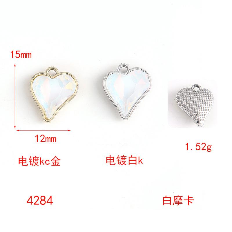 Crystal Peach Heart Pendant Diy Alloy Accessories Heart Pendant Earrings Necklace Bracelet Diy Matching