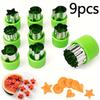 9pcs Stainless Steel Mini Cookie & Vegetable Cutter Set with Hand Guard - Star, Flower, Heart Shapes for Baking, Snacks, & Decorating.
