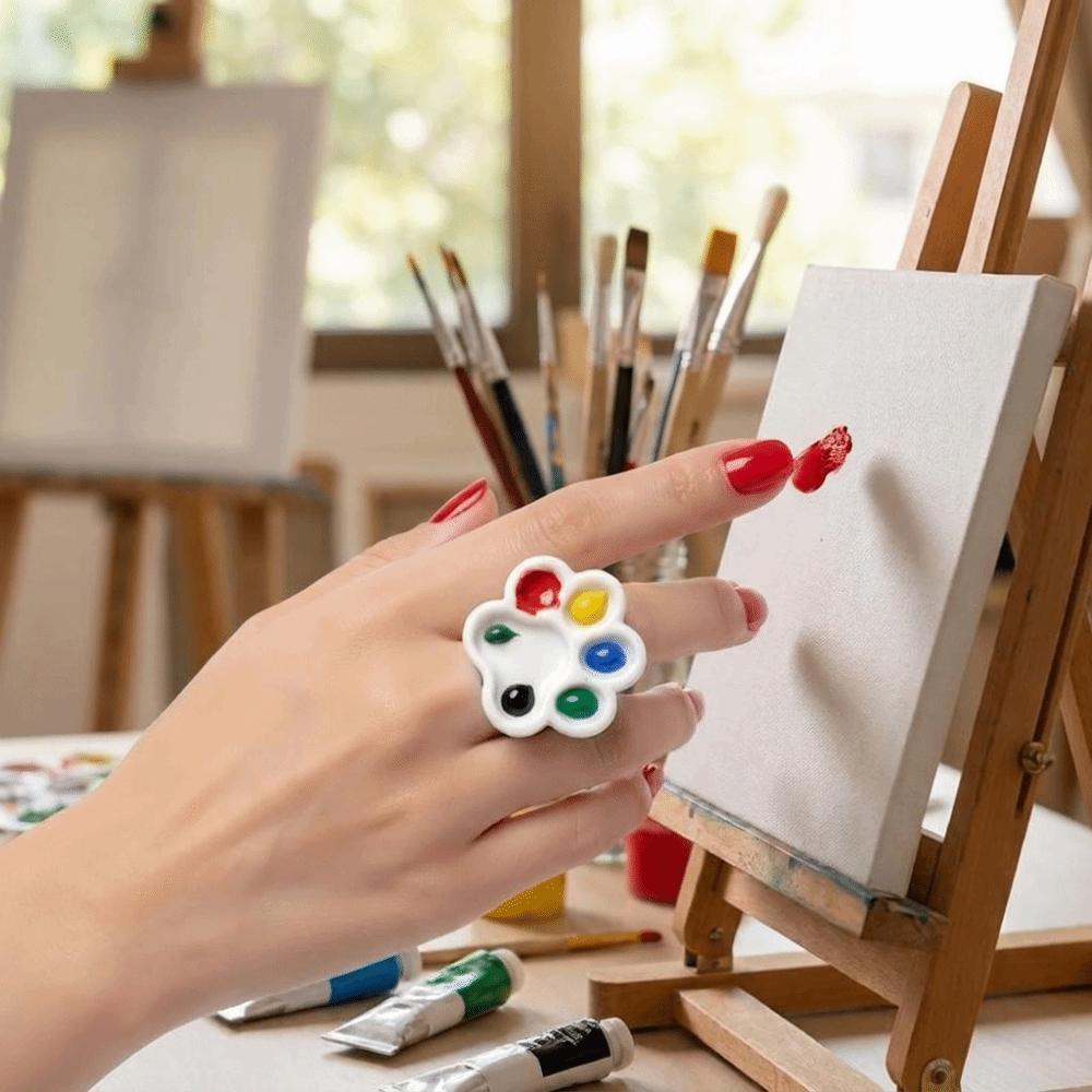 Portable Cat Paw Ring Palette Detachable Watercolor Palette Creative Paint Palette Ring Gift